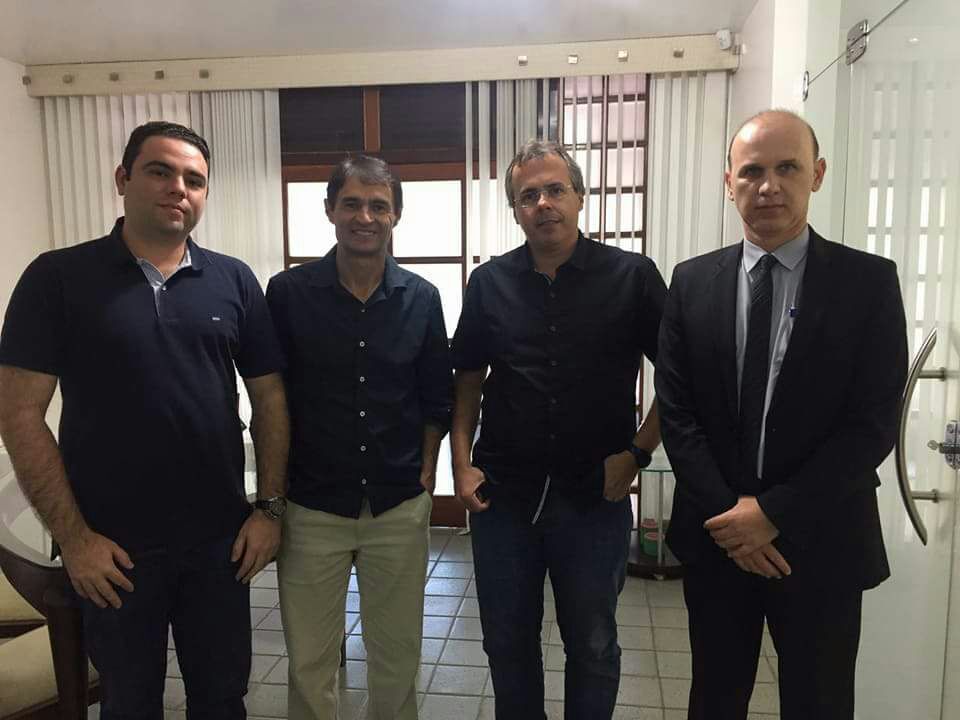 Foto: Carlos Eduardo Borges Evangelista, secretário de Infraestrutura de Maracanaú; Romero Rodrigues, prefeito de Campina Grande (PB); Gerson Cecchini, secretário de Cultura e Turismo de Maracanaú; André Agra, secretário de Planejamento de Campina Grande.