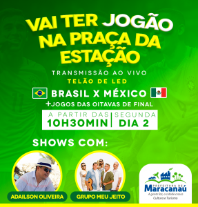 Leia mais sobre o artigo Maracanaú transmite jogo do Brasil e México na Praça da Estação