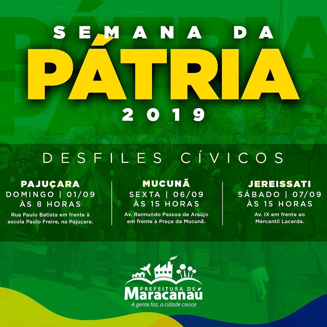 You are currently viewing Prefeitura divulga programação dos Desfiles Cívicos da Semana da Pátria 2019