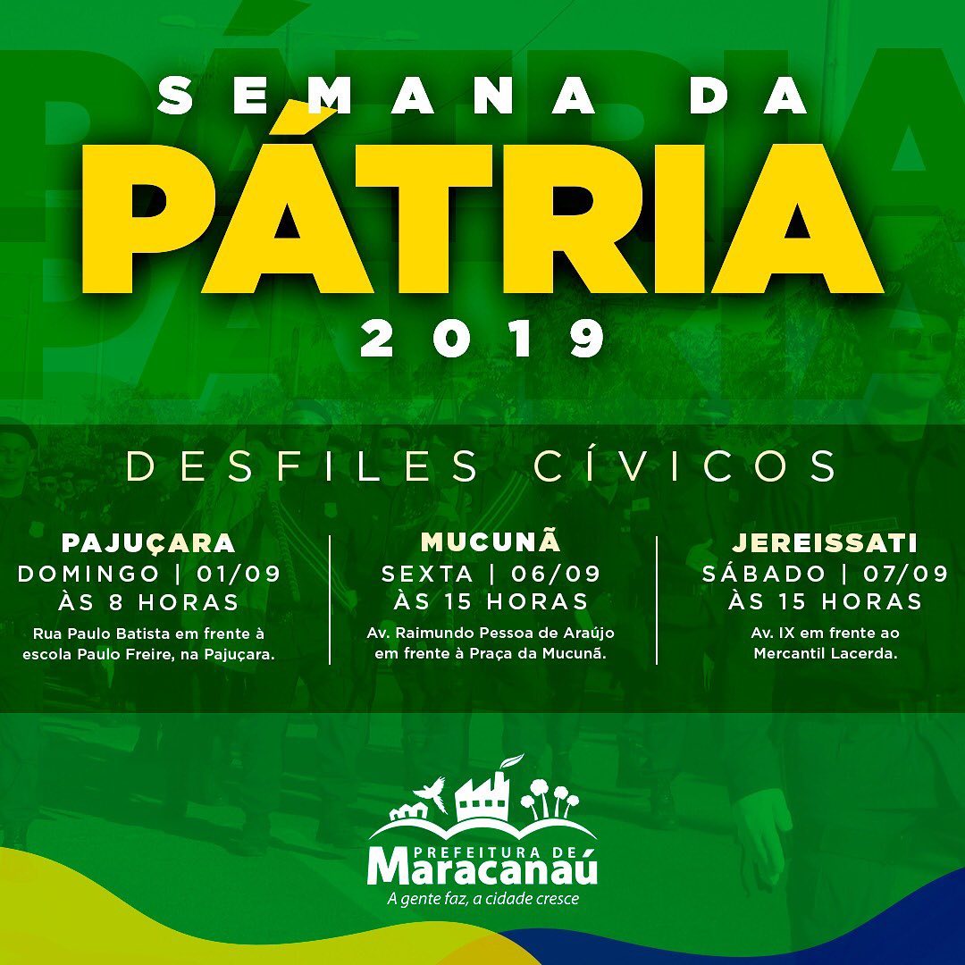 No momento, você está visualizando Prefeitura divulga programação dos Desfiles Cívicos da Semana da Pátria 2019