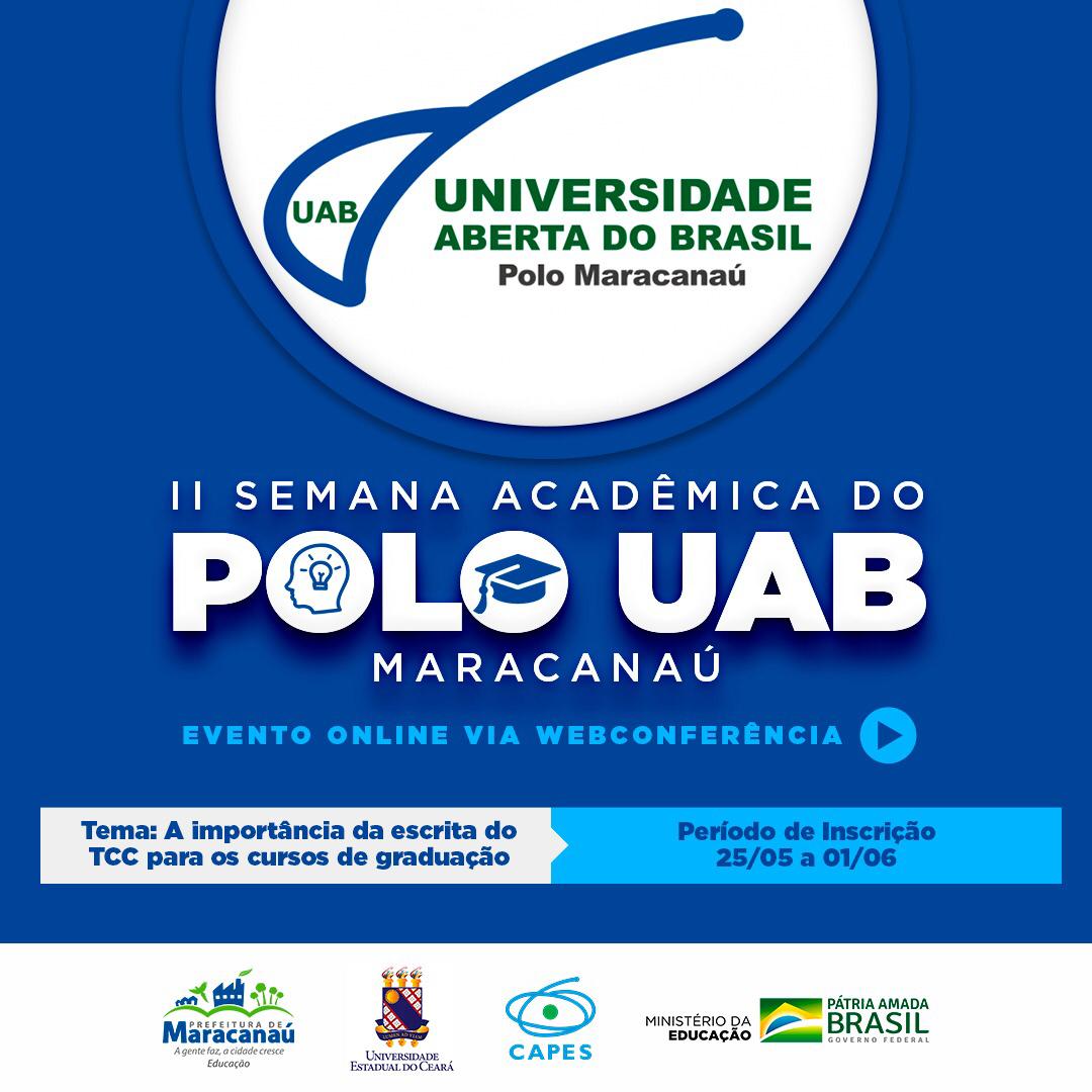 Você está visualizando atualmente Polo UAB Maracanaú abre inscrições para a II Semana Acadêmica