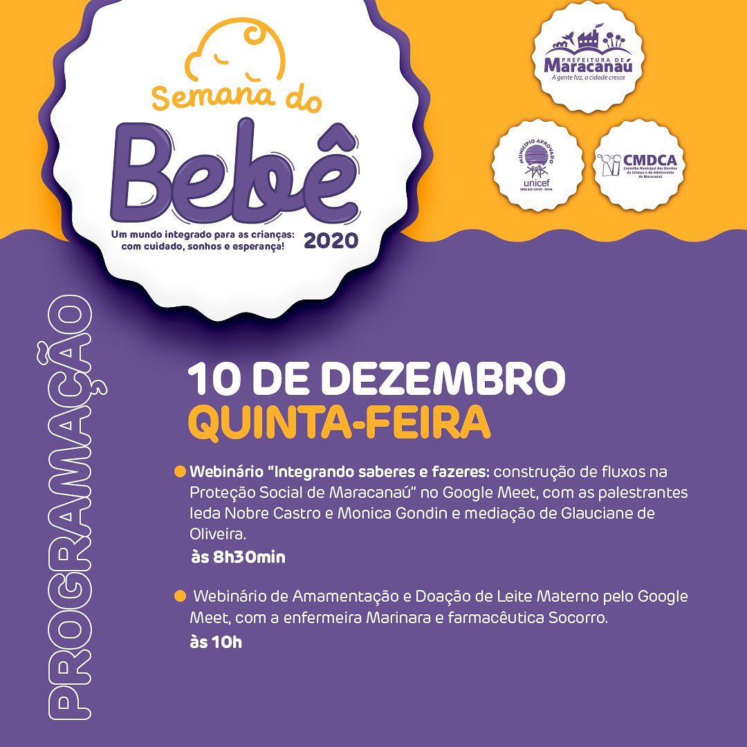 Você está visualizando atualmente Confira a Programação da Semana do Bebê 2020, desta quinta-feira, dia 10