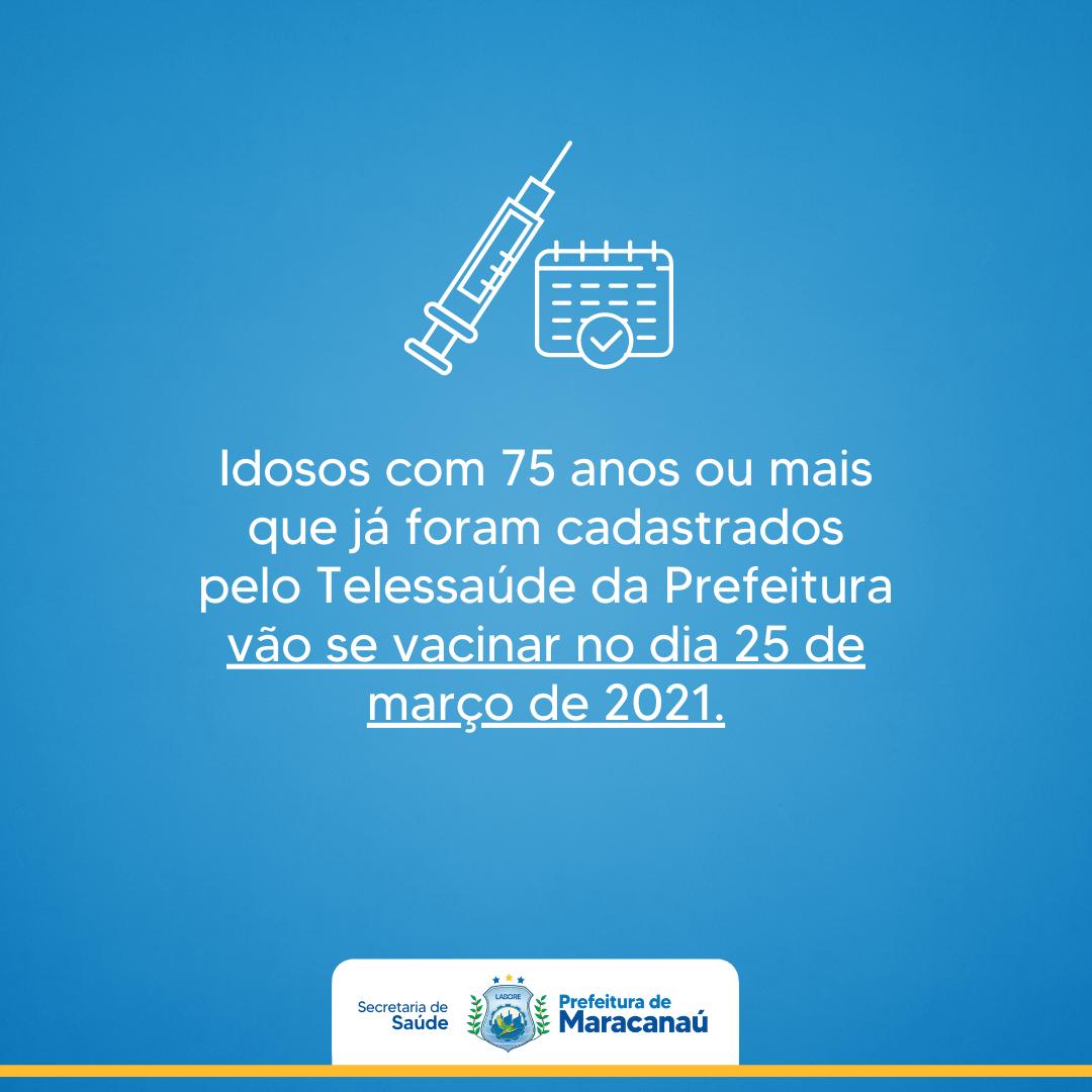 No momento, você está visualizando Idosos com 75 ou mais que já foram cadastrados pelo Telessaúde da Prefeitura vão se vacinar no dia 25 de março de 2021