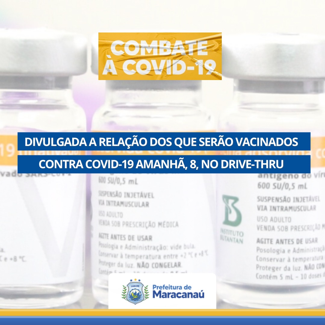 Leia mais sobre o artigo Prefeitura divulga relação dos que serão vacinados contra Covid-19 amanhã, 8, no drive-thru