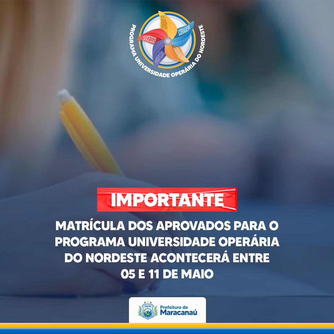 Leia mais sobre o artigo Programa Universidade Operária do Nordeste inicia matrícula dos candidatos aprovados