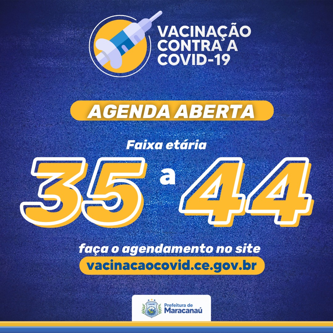 Read more about the article Agendamento para vacinação contra a Covid-19, para a faixa etária 35 a 44 anos.