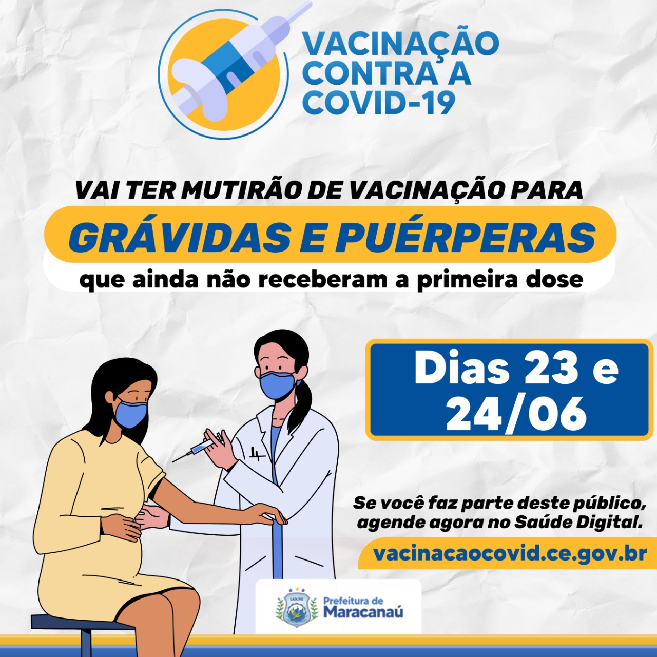 Leia mais sobre o artigo Prefeitura realiza mutirão de vacinação 1ª dose para grávidas e puérperas