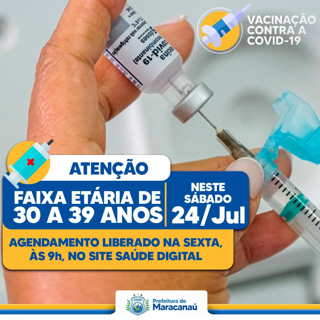 Você está visualizando atualmente Maracanaú abre agendamento da vacina contra a Covid-19 para público de 30 a 39 anos