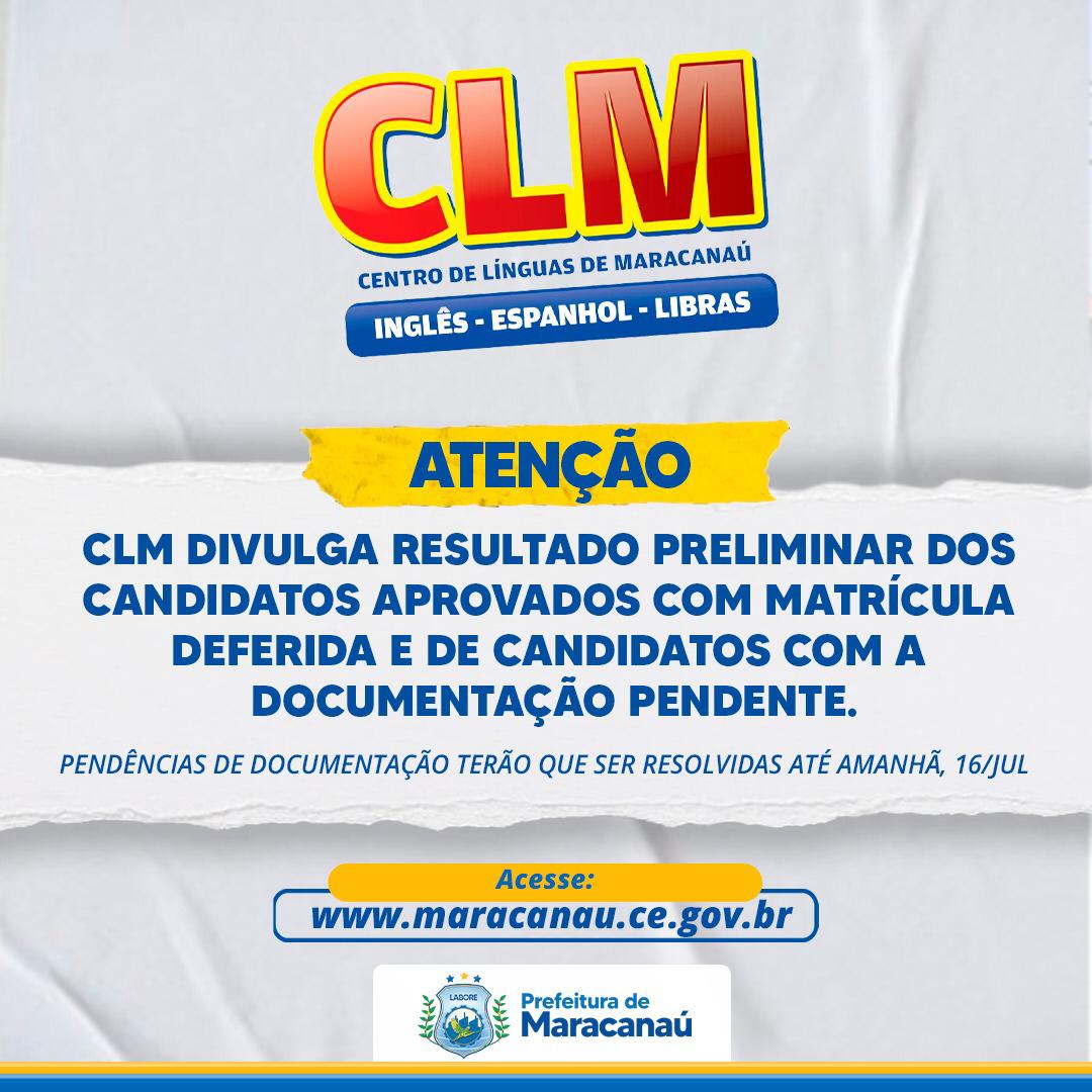 Leia mais sobre o artigo CLM divulga resultado preliminar dos candidatos aprovados com matrícula deferida e de candidatos com a documentação pendente