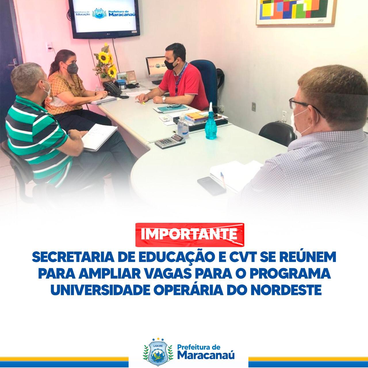You are currently viewing Secretaria de Educação e CVT se reúnem para ampliar vagas para o Programa Universidade Operária do Nordeste