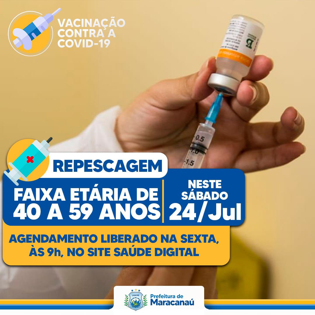 Você está visualizando atualmente Maracanaú realiza repescagem da vacina contra a Covid-19 para público de 40 a 59 anos