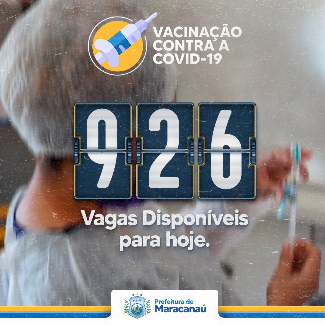 Leia mais sobre o artigo Vacinação contra o Covid-19: ainda há 926 vagas disponíveis para hoje