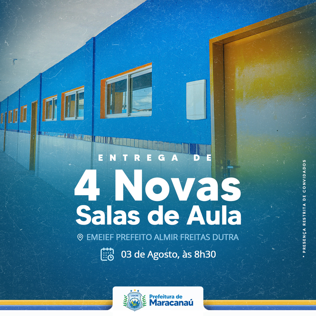 Você está visualizando atualmente Prefeitura entregará quatro novas salas de aula na Escola Prefeito Almir Freitas Dutra, na Pajuçara