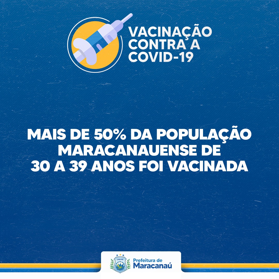 Você está visualizando atualmente Covid-19: Mais de 50% da população maracanuense de 30 a 39 anos foi vacinada