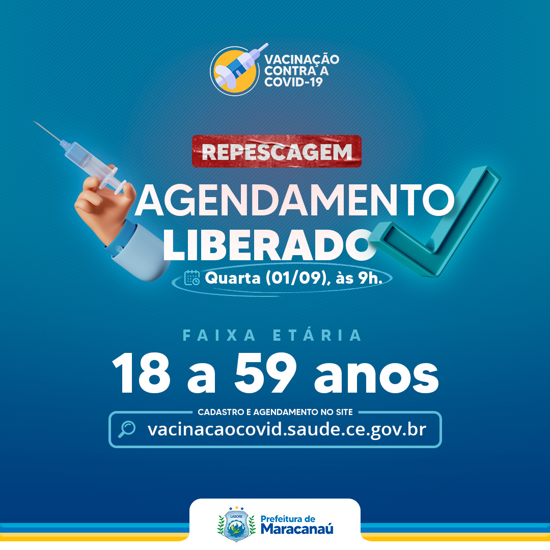 Você está visualizando atualmente Repescagem: Agendamento aberto nesta quarta, 01, para vacinação 18 a 59 anos