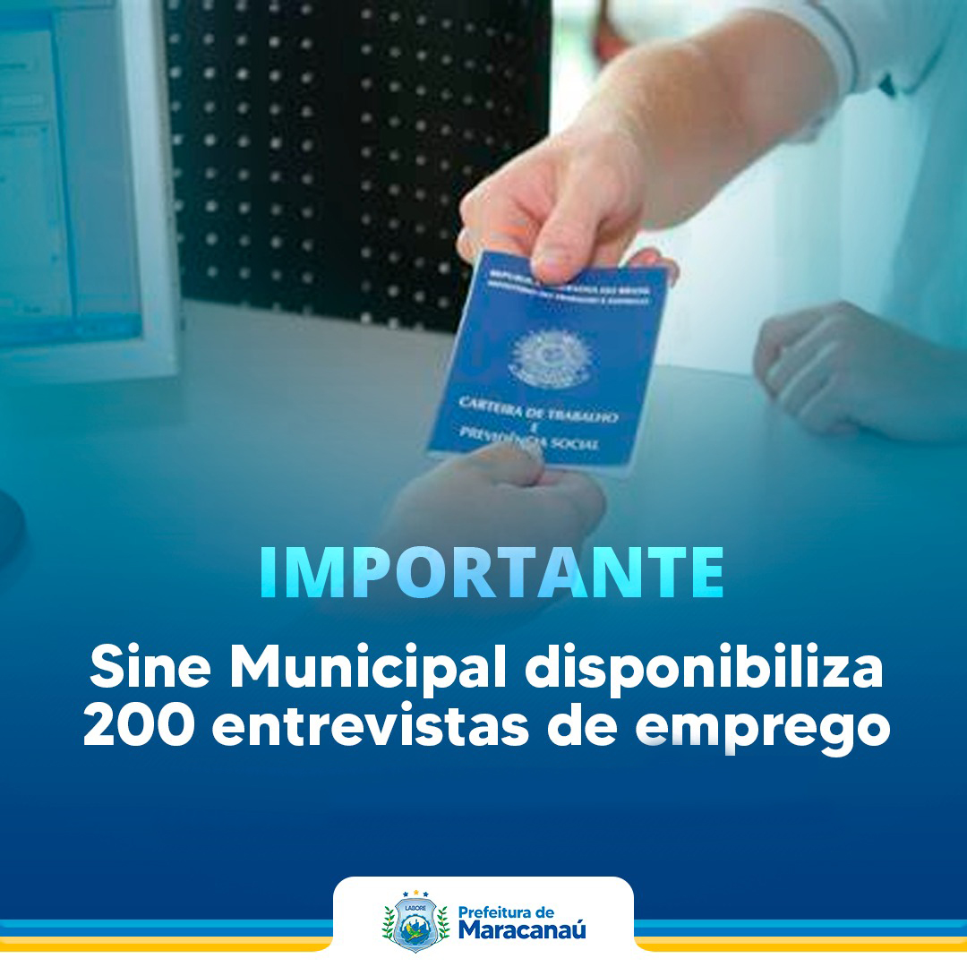 Leia mais sobre o artigo Sine Municipal disponibiliza 200 entrevistas de emprego