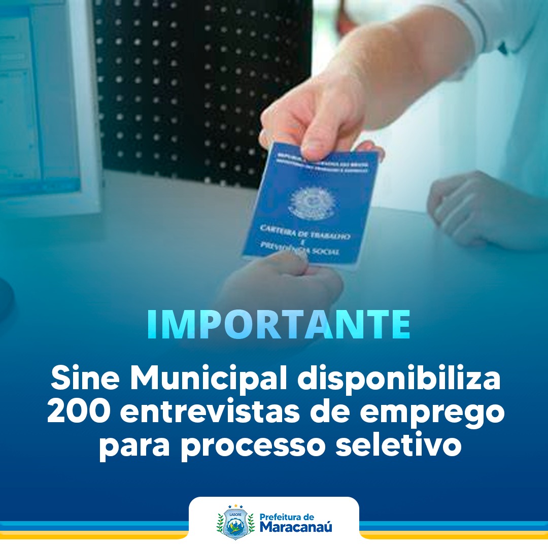 No momento, você está visualizando Sine Municipal disponibiliza 200 entrevistas de emprego para processo seletivo