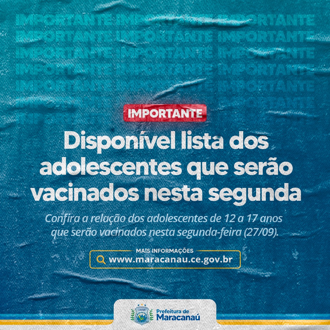 Você está visualizando atualmente Disponível lista dos adolescentes que serão vacinados nesta segunda