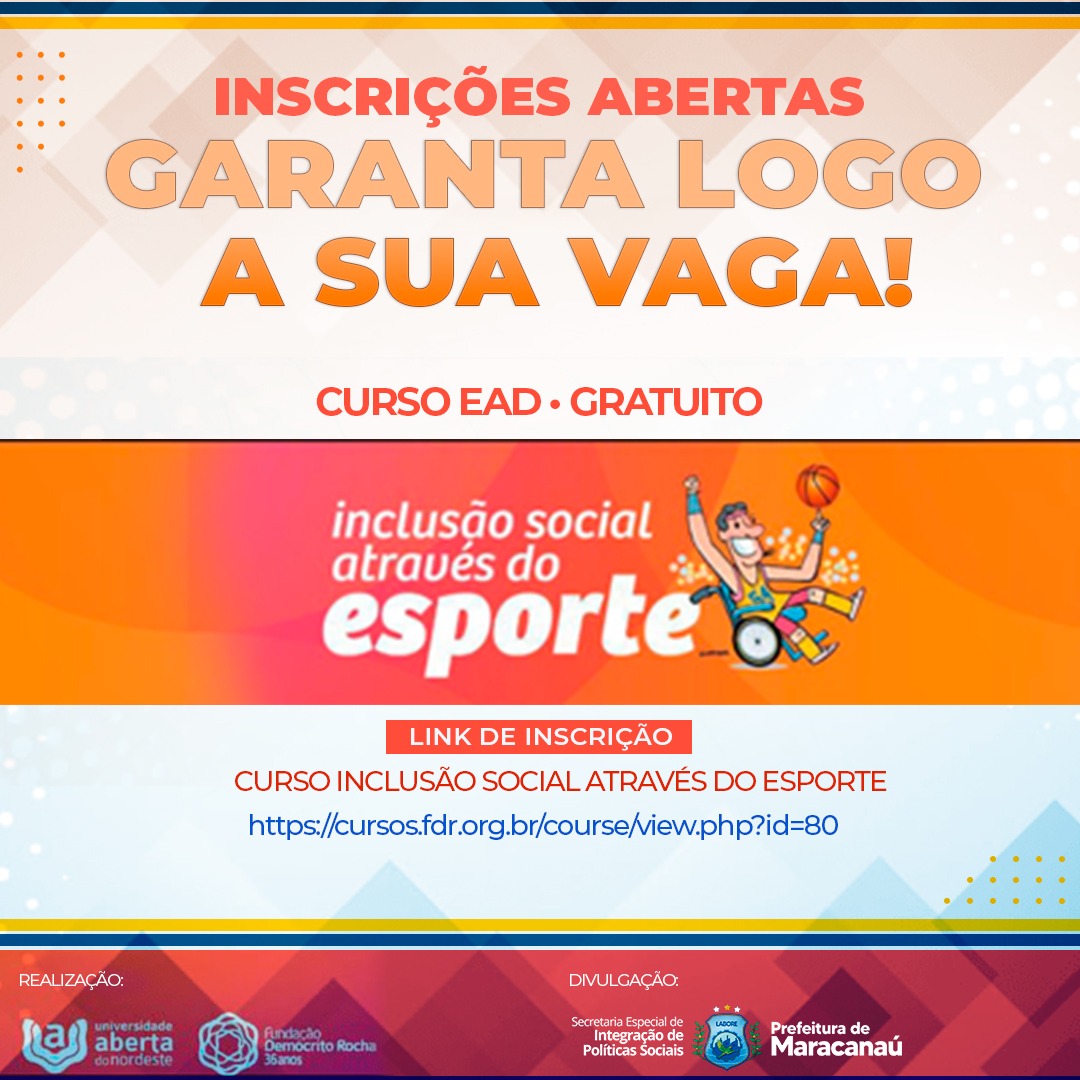 You are currently viewing Fundação Demócrito abre inscrições para curso “Inclusão Social Através do Esporte”