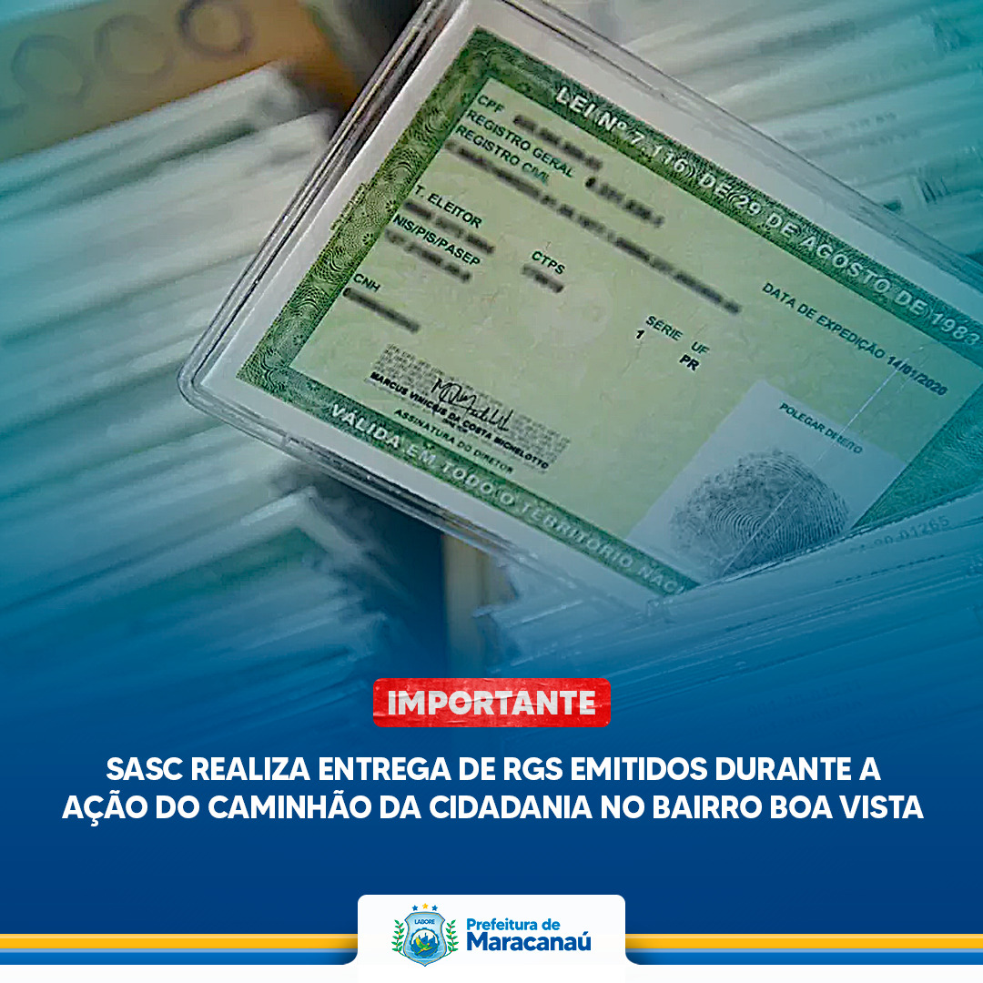 No momento, você está visualizando Sasc realiza entrega de RG’s emitidos durante Ação do Caminhão da Cidadania no bairro Boa Vista