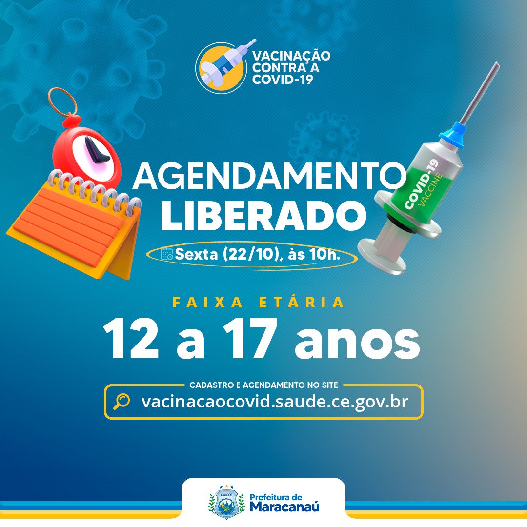 No momento, você está visualizando Prefeitura abre agendamento de vacina contra Covid-19 para 12 a 17 anos