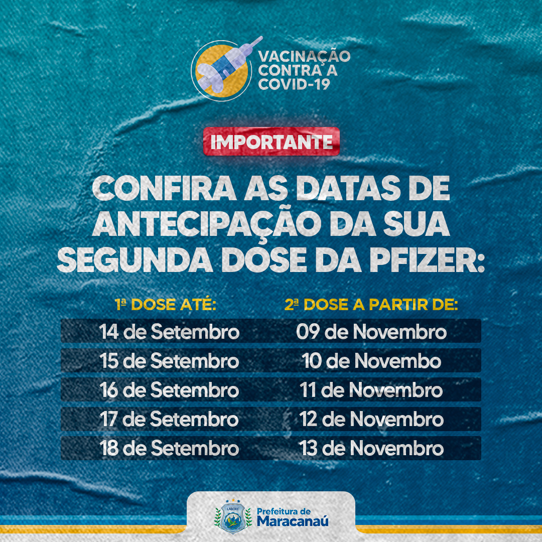 Você está visualizando atualmente Confira a programação da antecipação da segunda dose da Pfizer em Maracanaú