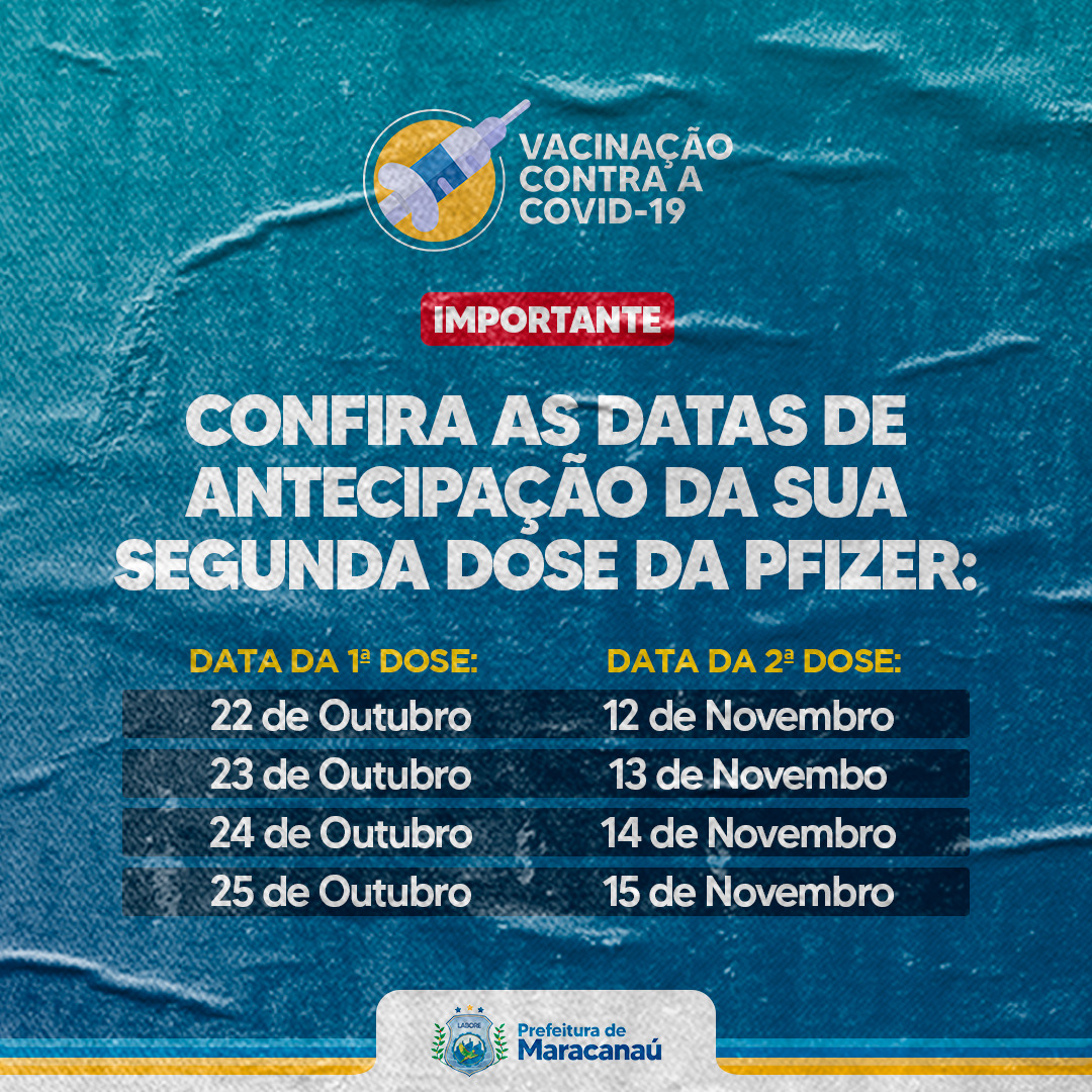 Você está visualizando atualmente Confira a programação da antecipação da segunda dose da Pfizer em Maracanaú