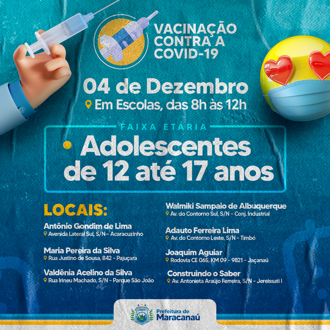 Read more about the article Secretarias de Saúde e Educação realizam vacinação nas escolas para adolescentes de 12 a 17 anos