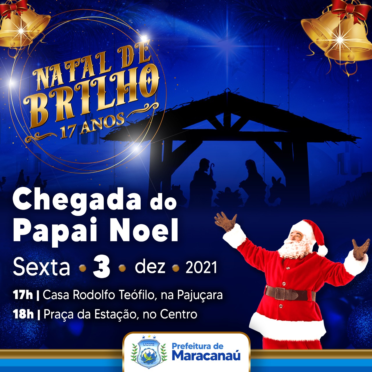 Você está visualizando atualmente Natal de Brilho 2021 começa na próxima sexta-feira, 3/12, com a chegada do Papai Noel