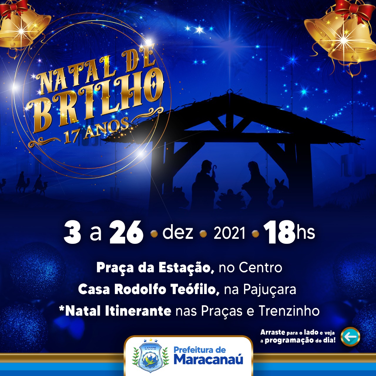 Você está visualizando atualmente Natal de Brilho 2021 começa amanhã, 3, com a chegada do Papai Noel