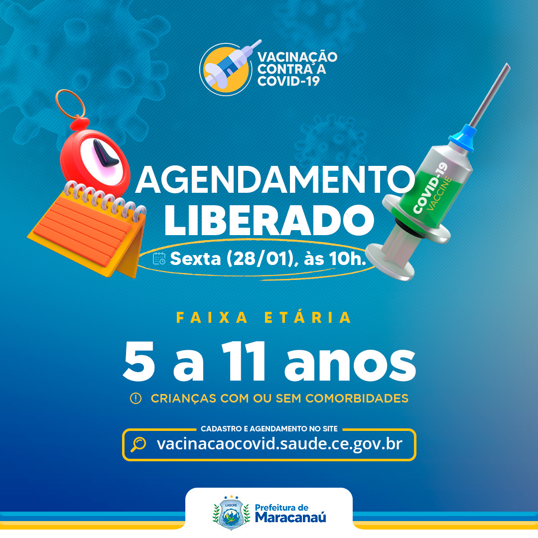 No momento, você está visualizando Prefeitura abre agendamento de vacinação para vacinação de crianças de 5 até 11 anos de idade