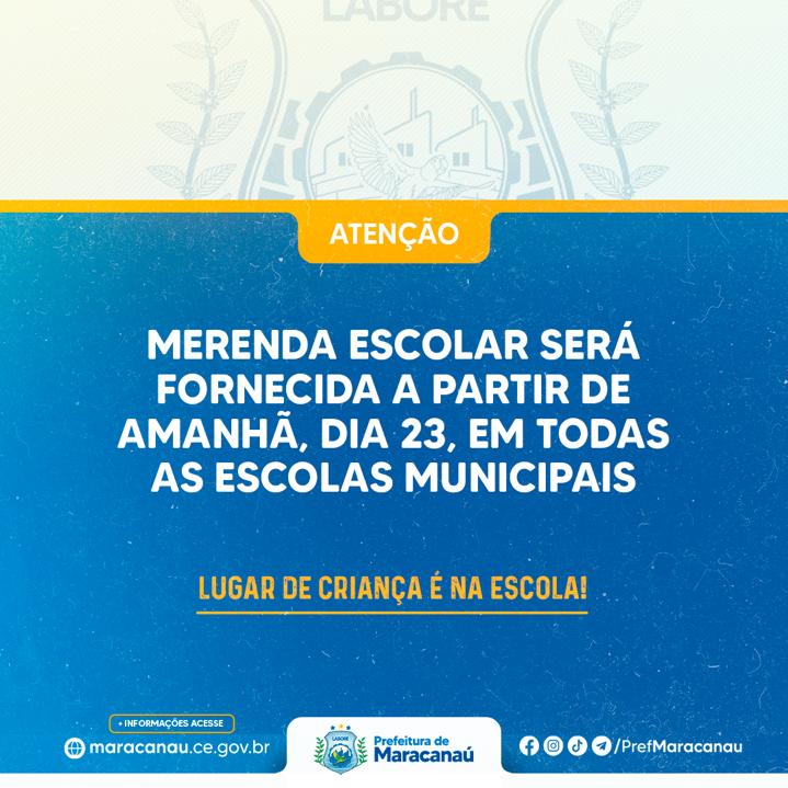 Read more about the article Merenda escolar será fornecida a partir de amanhã, 23 de fevereiro, em todas as Escolas Municipais