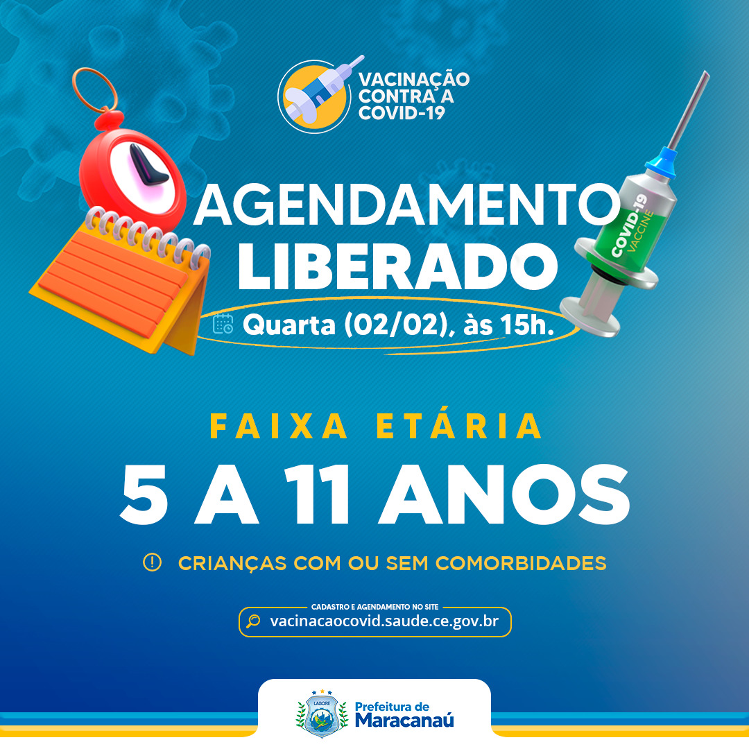 Leia mais sobre o artigo Prefeitura de Maracanaú abre agendamento para vacina de crianças de 5 a 11 anos