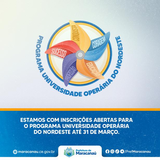 No momento, você está visualizando Prefeitura segue com inscrições abertas para o Programa Universidade Operária do Nordeste até 31 de março