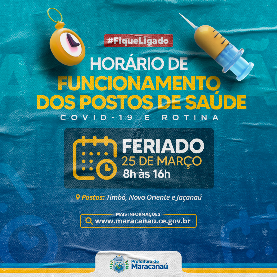 Você está visualizando atualmente Três postos de saúde funcionarão no feriado do dia 25/03