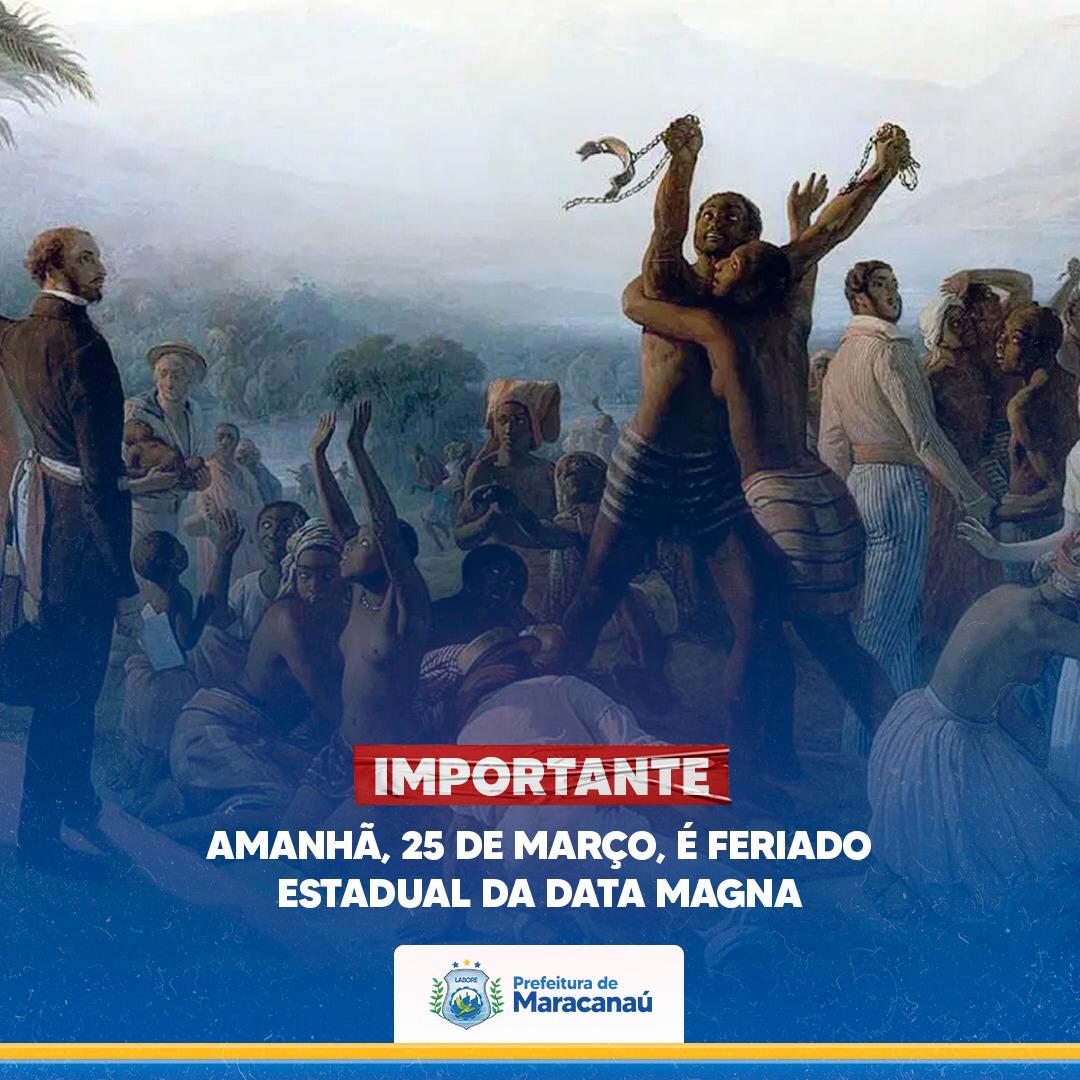 Leia mais sobre o artigo Amanhã, 25 de Março, é feriado estadual da Data Magna (Abolição da Escravatura)
