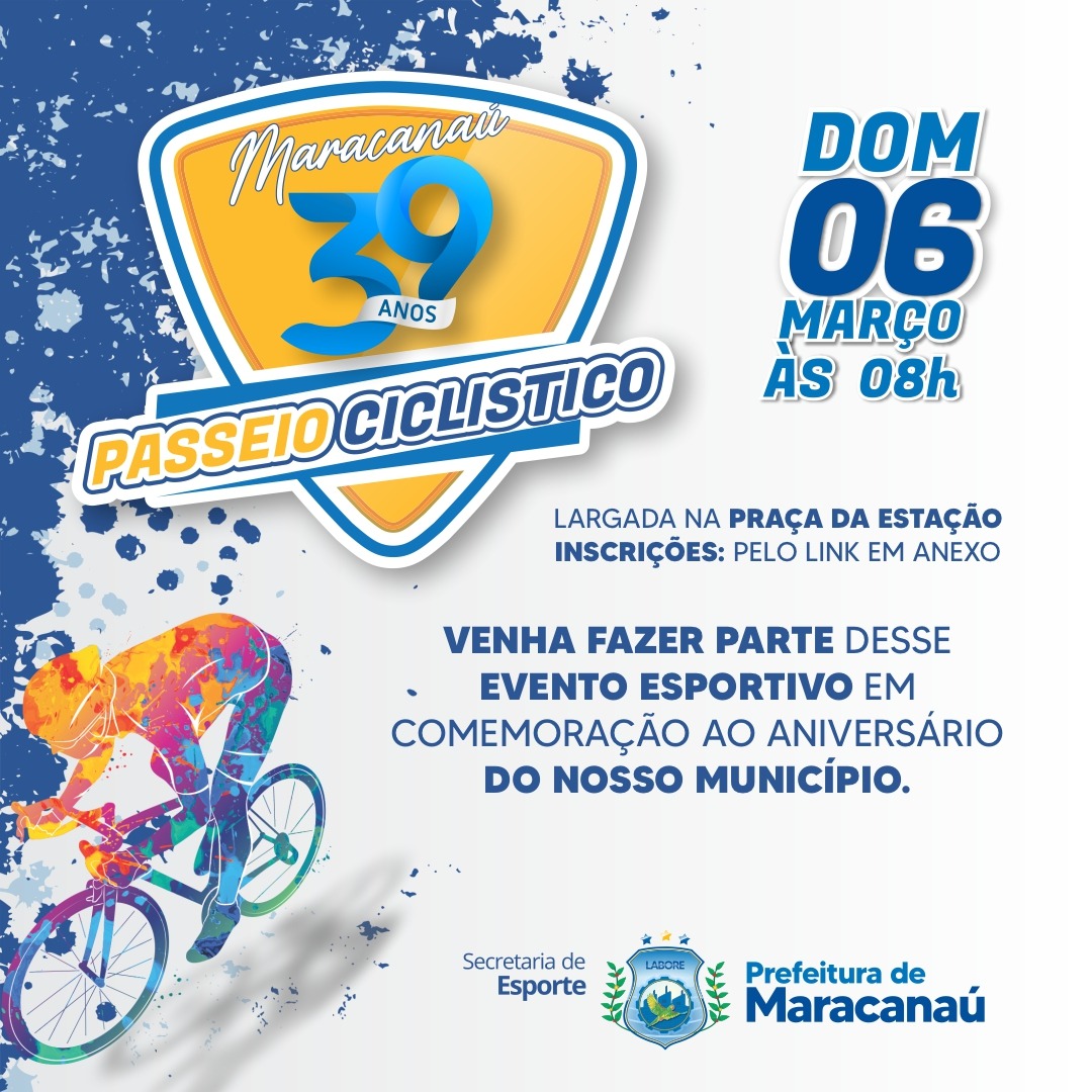 Read more about the article Prefeitura abre inscrições para Passeio Ciclístico dos 39 anos de Maracanaú