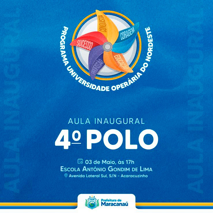 No momento você está vendo Prefeitura realizará aula inaugural do Polo do Programa Universidade Operária do Nordeste