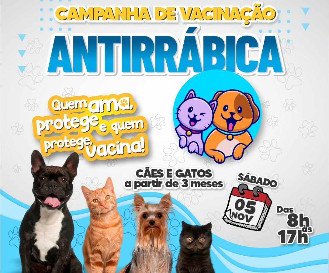 Você está visualizando atualmente Campanha de Vacinação Antirrábica será realizada neste sábado, 5 de novembro