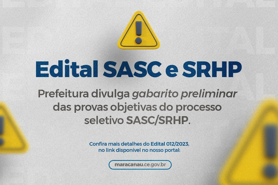 Você está visualizando atualmente Prefeitura divulga gabarito preliminar das provas objetivas do processo seletivo Sasc/SRHP