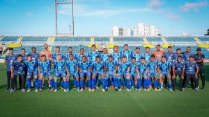 Foto dos jogadores do Maracanã Esporte Clube, que representa o município de Maracanaú no Campeonato Cearense de Futebol 2024.